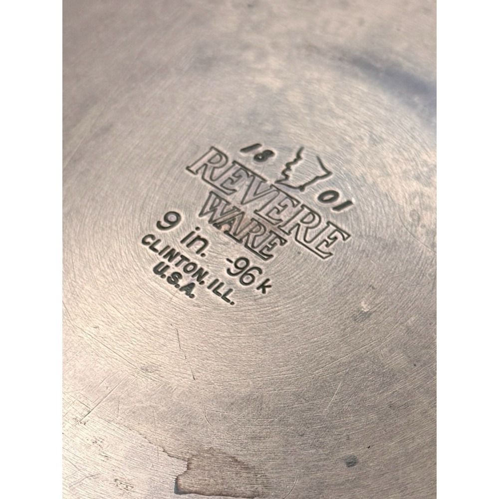 Revere Ware 9" Stainless Steel Clad Cooper Bottom Skillet Frying Pan Vtg - Picture 5 of 7